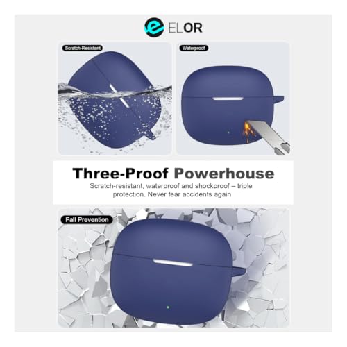 Image of ELOR Premium Silicone Case Cover Compatible with OnePlus Nord Buds 4 Pro (Earbuds Not Included) (Navy Blue)