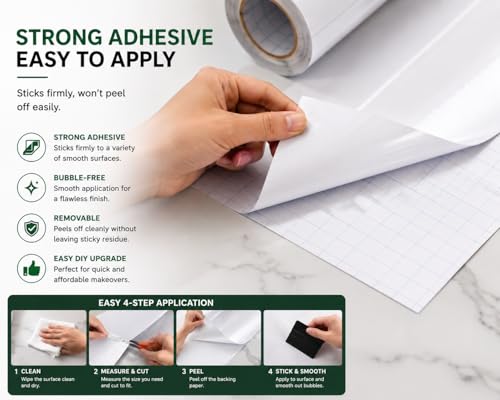 Image of TOTAL HOME White Wallpaper for Kitchen Cabinets, Almirah & Wardrobe Waterproof Oil Proof Self Adhesive PVC Vinyl Peel and Stick Roll for Furniture, Cupboard, Drawers, Table