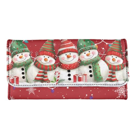 Image of AFPANQZ Large Capacity Women Purse Portable Handbag Purses for Lady | Snowman Red Print Womens Card Purse with Zipper Multifunctional Handbags RFID Blocking Checkbook Wallet, Christmas Decor