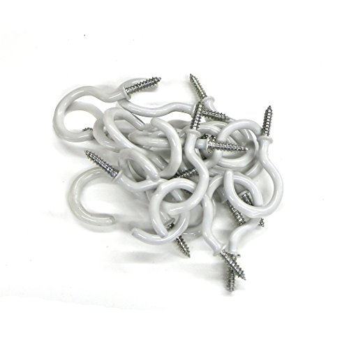 Aoyoho 60Pcs Vinyl Coated Screw-In Ceiling Hooks Cup Hooks Light Hooks 1-1/4 Inch (White) #TOP1