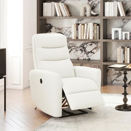Sillón reclinable eléctrico tela boucle blanco miniatura 2