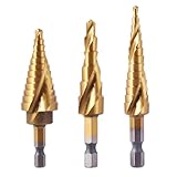 Step Drill Bits, 3PCS (30 Sizes) Spiral Grooved for Faster Drilling with Automatic Center Punch, Double Cutting Blades, High-Speed Steel, Multiple Hole Stepped Up Bits for DIY Lovers with Case