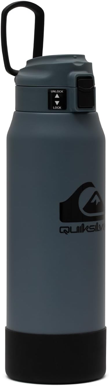 Quiksilver Redondo 32oz Double Wall Stainless Steel Water Bottle, Reusable Sports Bottle with Leak-Proof Lid, Non-Slip Rubber Base, Carrier Handle, insulated Tumblers, 24H Hot & Cold Beverage