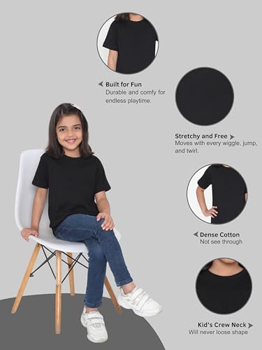 Image of Girl's Solid Regular Fit Half Sleeve 100% Pure Cotton T-Shirt