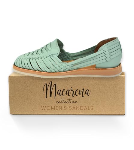 Image of Macarena Collection Womens Shoes Leather Sandal Flat for Women | Huarache Handmade Mexican Sandals | Comfortable & Stylish Womens Sandals 3050