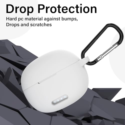 Image of Sounce Earphone Case Cover for GOBOULT W20 TWS Soft Silicone Skin Case Cover Shock Absorbing Protective Case with Keychain [Front LED Visible] - White