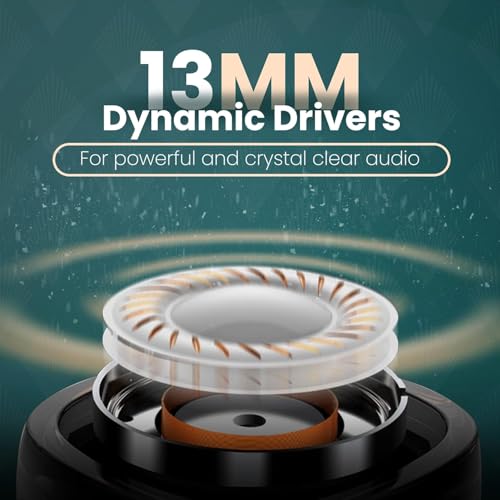 Image of HAMMER Airflow Plus TWS Earbuds with Bluetooth 5.1, Smart Touch Control, Type-C Charging, IPX4 Rated SweatProof, Stereo Sound, Upto 23 Hours Playback, Noise Isolation (Emerald Green)