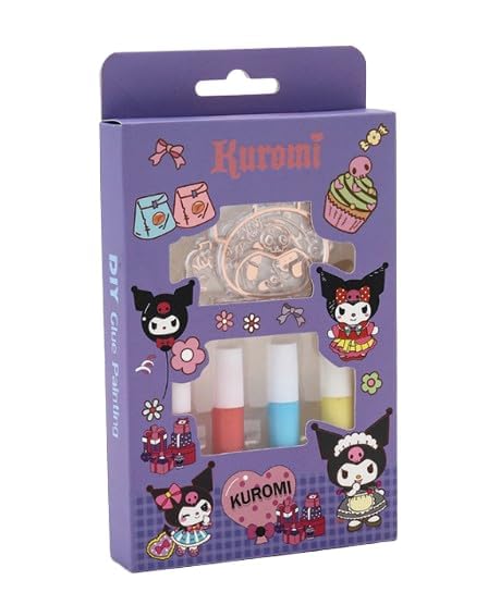 Image of YRTOYS DIY Soft Glue Painting Craft Kits, Crystal Paint Arts and Crafts Set with Crystal Pendant and Chains, Keychain Pendant Making Kit for Girls & Boys (Pack of 1) (Kuromi)