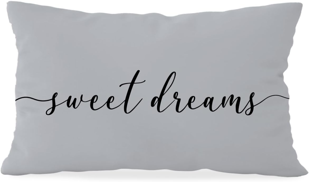 Sweet Dreams Throw Pillow Covers,Bed Decorative Pillows Covers, 12x20 Pillow Cover,Farmhouse Bed Room Decor Sesthetic,Home Decor for Couch Bed Bedroom?Gray? Gray 12" x 20"
