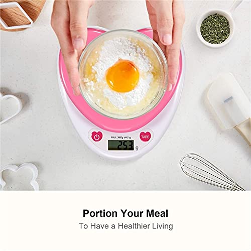Liudan Portable Digital Kitchen Scale LCD Monitor Heart Shape Food Scale，5.04x6.5x1.2'