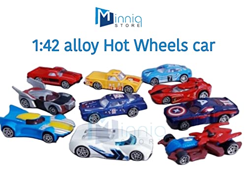 Image of Exclusive Collection of Play car Set 10 pcs Toy Vehichals Play Set Metal Die Cast Mini Racers Cars for Kids (Hot Wells 1:42 Alloy Play Set 10 pcs)
