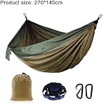 Outdoor Hammock Quick Install, Nylon Taffeta Portable Camping Hammock with 5-Loop Straps & Carabiners, Comfortable & Breathable Camping Gear