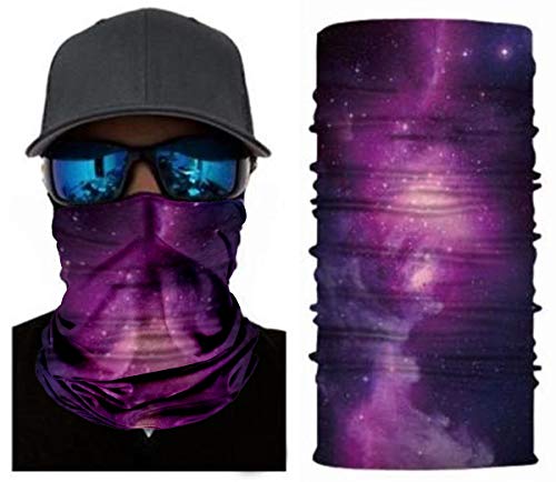 Nutravicity Neck Gaiter Face Mask, Washable Balaclava Cover Scarf Shield, UV Sun Dust Protection Bandana Face Mask (Purple Galaxy)