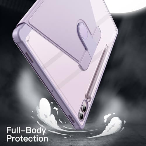 Image of JETech Rotating Cover Case for Samsung Galaxy Tab S10+ 2024 /Tab S9 FE+ /S9+ 2023 12.4-Inch with S Pen Holder, 360 Degree Rotation Protective Stand Cover Clear Back, Auto Wake /Sleep (Lavender)