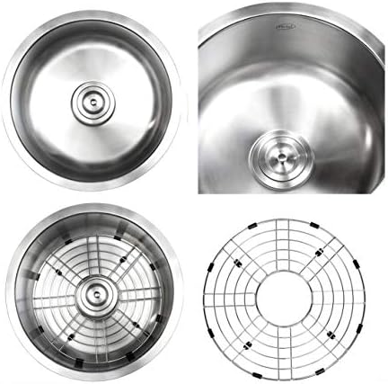 17 Inch Stainless Steel Undermount Single Bowl Kitchen/Bar / Prep Sink Round with FREE ACCESSORIES