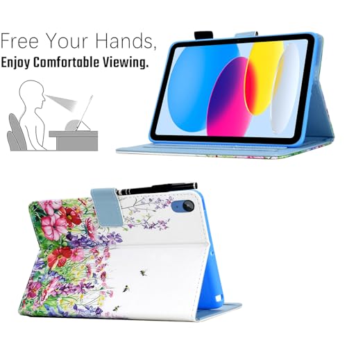 KEROM Case for iPad (A16) 11th Generation Case 11 Inch 2025, iPad 10th Generation Cover 10.9 Inch 2022, Cute PU Leather Folio Stand Protective Cover for Kids, Girls, Woman - Floral - Image 3