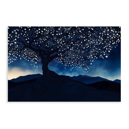 Toile arbre nuit étoilée pour salon moderne et décoration murale de chambre
