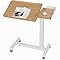 Rolanstar Table d’appoint réglable en Hauteur avec roulettes verrouillables, Plateau inclinable et rebords de sécurité, à Double Surface pour télétravail ou Lecture (chêne Clair)
