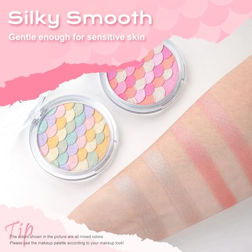 Color Nymph Multi-Colored Blush Highlighter Makeup Palettes | Highly Pigmented Soft Shimmer Powder | Vegan & Cruelty Free, Travel-Friendly Design (Peach Pink & Gold) - Image 4