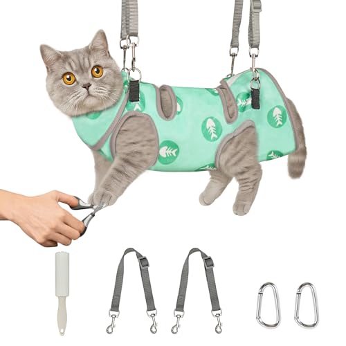 Supet Cat Grooming Hammock, Self-Adherent Cat Wrap for Cutting Nails, Anti-Escape Calming Wrap for Medicine, Nail Clipping, Teeth Brushing, Ear Cleaning
