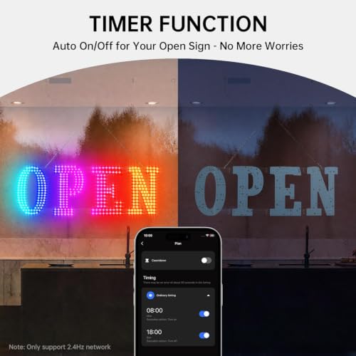 Image of 48'' x 17'' Extra Large Open Signs for Business, LED Open Sign with 16 Million Colors, APP & Remote Control, Timer, 44 Flashing Modes, Adjustable Brightness & Speed, for Storefront Window or Glass Door