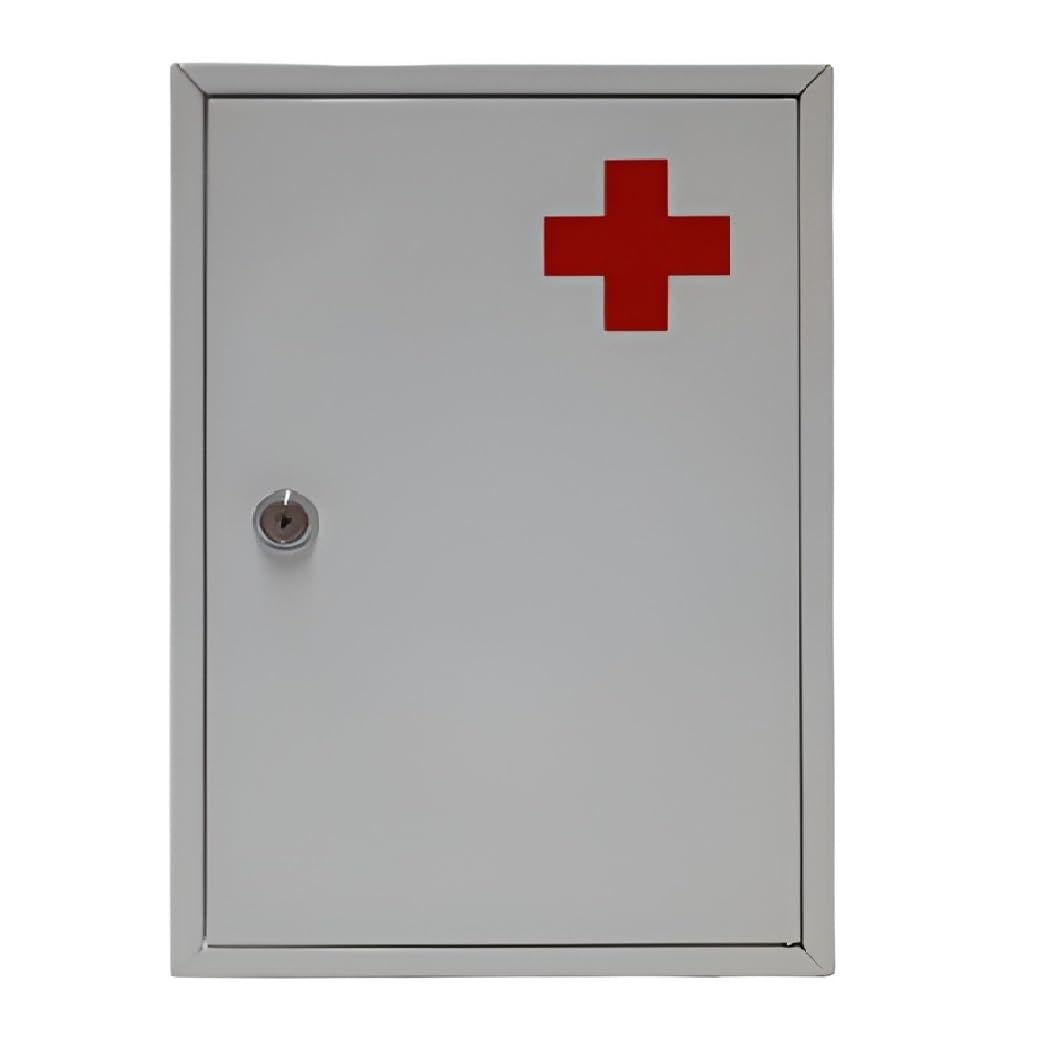 Cassetta pronto soccorso in metallo da appendere al muro con chiavi medica Porta Medicine Contenitore Organizzatore per Medicinali cm 36x31x10