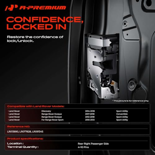 Image of A-Premium Rear Right Passenger Side Door Lock Actuator Compatible with Land Rover Range Rover Evoque 2012-2018, Range Rover Sport 2010-2013, Discovery 2014-2018, with Safe Function