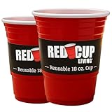 Red Cup Living 18Oz Tumbler, Set of 2, Insulated Reusable Plastic Drinking Glasses, Summer Cup, Travel Coffee Tumbler for Hot & Cold Drinks, Water Container, Kitchen Cup, Gifts for Men & Women