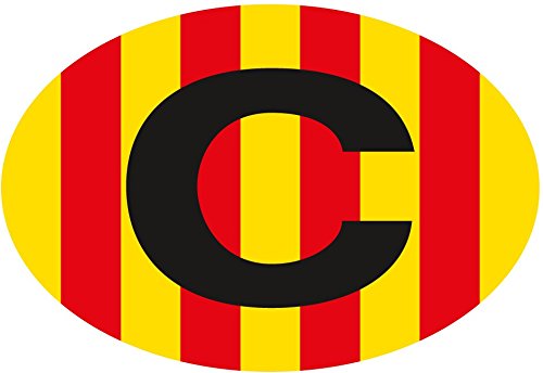 Adesivo Bandiera Ovale Cataluña Grande - Vinile Resistente Per Auto, Valigia, Vetro