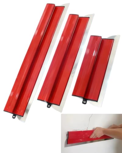 AmoreTempo 3-teilig Flächenspachtel Set (25+40+60cm) Glättspachtel 0 35mm Edelstahl-Klingen Spachtel Set für Trockenbau Spachtelmasse & Verputzen Ergonomischer Griff für ermüdungsfreies Arbeiten