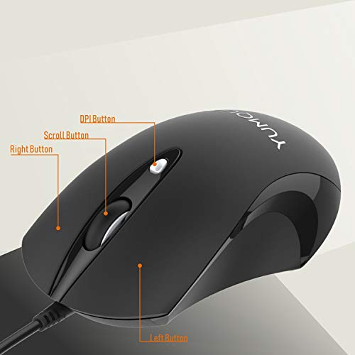 YUMQUA SB189-E Mouse con Filo, 4 Pulsanti, DPI Fino a 1600, Mouse Ottico con Cavo USB per Laptop PC Computer Mac, Confezione da 2