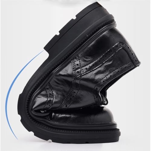Men's Lace up Dress Shoes Brogue Genuine Leather Breathable Elevator Comfortable Slip Formal Business Casual Work Wedding Shoes for Spring2