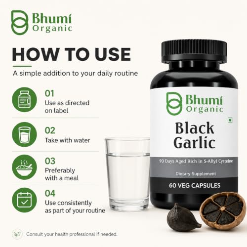 Image of Aged Black Garlic Capsules, 60 Veg Caps, 500mg