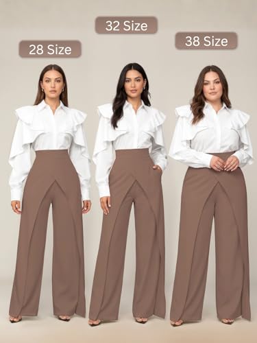 Image of GRECIILOOKS Trousers for Woman | Womens High Rise High Waist Flared Korean Style | Formal Pant for Women Office Wear| Track Pants for Womans Elegant for College & Events (Available in Plus Size)
