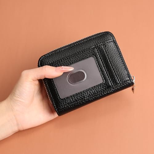 Image of GOIACII Womens Credit Card Holder Wallet Zip RFID Blocking Card Case Wallets Compact Size with ID Window Black
