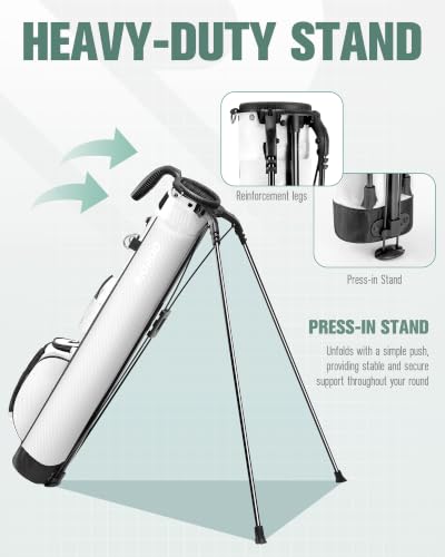 Image of Golf Stand Bag, Lightweight Par 3 Golf Bag Holds Up to 7 Clubs with Two Way Dividers Cooler Pocket Shoulder Strap and Multiple Storage Pockets for Men and Women