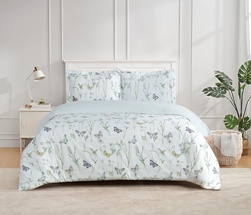Majestic Giftware Madison Linen 8-Piece Twin Size Bedding Set (BL501-T-4) | Seagate Spring - Aqua 300 Thread Count Cotton Sateen | 2 Fitted Sheets, 2 Duvets, 4 Pillowcases | Soft & Luxurious