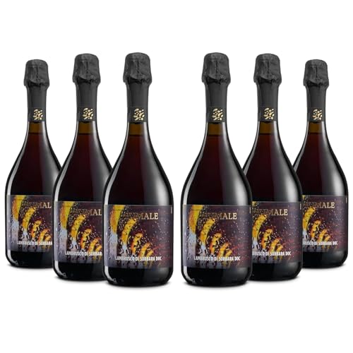 Brumale Lambrusco di Sorbara DOC Frizzante Secco, Gusto fresco e persistente, Profumi di fragolina di bosco e viole fresche, 11% Vol, Confezione con 6 Bottiglie da 750 ml