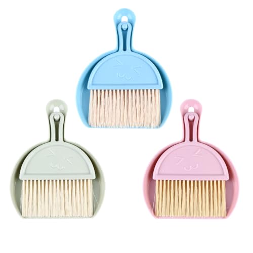 CONGARTENO 3セット 卓上用ミニ掃除ほうき 色コンパクトデスクブラシ 塵取り 家 オフィス向け コンパクト収納可能で小さなゴミやホコリに