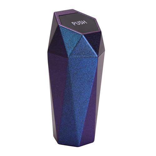 Image of Ginsco Car Trash Can with Lid, Cup Holder Garbage Can for Car, Garbage Bin Cars Accessories for Interior, Leakproof Small Trash Bin, Mini Trash Can for Cars, Home, Office (1, Iridescent Blue)
