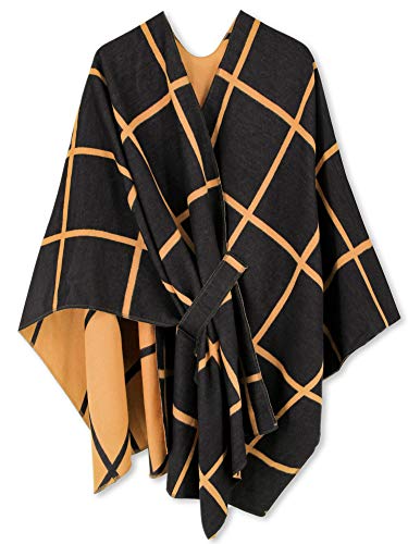 Moss Rose Women's Shawl Wrap Poncho Ruana Cape Open Front Sweater Cardigan for Spring Fall Kimono Winter Holiday