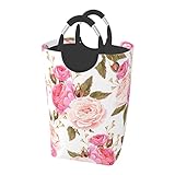 MIFSOIAVV Floral Flower Rose Pink Large Laundry Basket Collapsible Organizer Bin Rose Floral Bloomin