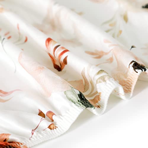 Image of GRSSDER Stretch Ultra Soft Jersey Knit Changing Pad Cover Set 2 Pack, Change Table Pad Covers Fit 32 inch /34 inch x 16 inch Pads Safe and Snug, Pretty Watercolor Rose Flora for Baby Girls, Orange Pink
