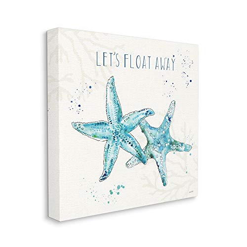 Stupell Industries Float Away Phrase Starfish Nautical Blue Green Watercolor