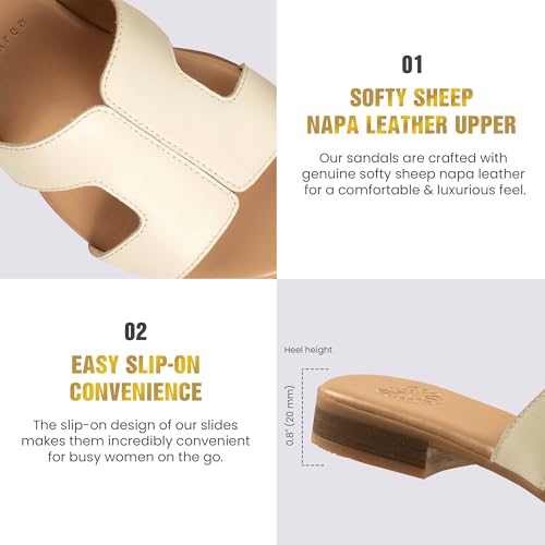 JATAREA Women Slip-On Flat Sandals | Softy Leather, Open-Toe Summer Outdoor Sandals - Chonchola4