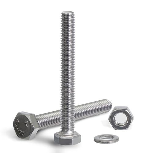 KINETOX 25 pack Boulons à Tête Hexagonale M6x60mm Boulon Inox DIN 933 Boulons à Six Pans Avec joint écrous Acier Inoxydable A2 V2A Vis Entièrement Filetée de Bâtiments Assemblage de Meubles Bricolage