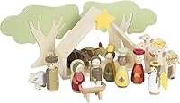 small foot Weihnachtskrippe aus Holz, 18-teiliges Spielset für Kinder, kindgerechte Weihnachtsdekoration mit Figuren und Tieren, 12356