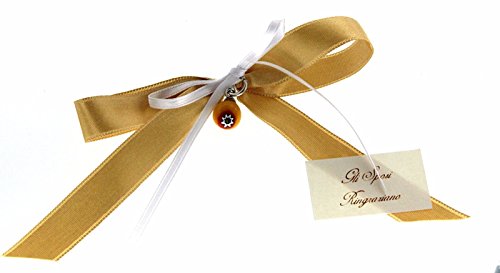 Marque-places en satin or et pendentif en verre de Murrina d'exception - 10 pcs