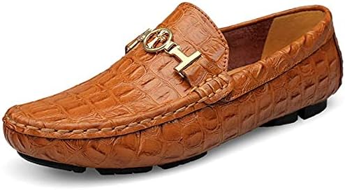Asifn Mens Cross Flat Casual Loafers Male Leather Driving Walking Moccasin  Business Classic Dress Boat Shoes 39-40 EU Brown,25.0 CM Heel to Toe: Buy  Online at Best Price in UAE - Amazon.ae