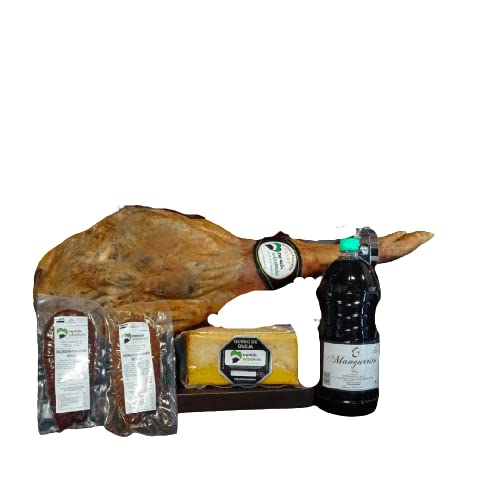 Cesta de Regalo para Empresas con Jamón Curado Bodega, Queso de Oveja en Aceite, Vino Pitarra, Chorizo Ibérico – Corazón Extremeño